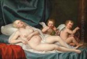 Venere Dormientecon Due Amorini by Adolf Ulrik Wertmuller