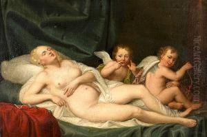 Sleeping Venus With Attendant Cherubs by Adolf Ulrik Wertmuller