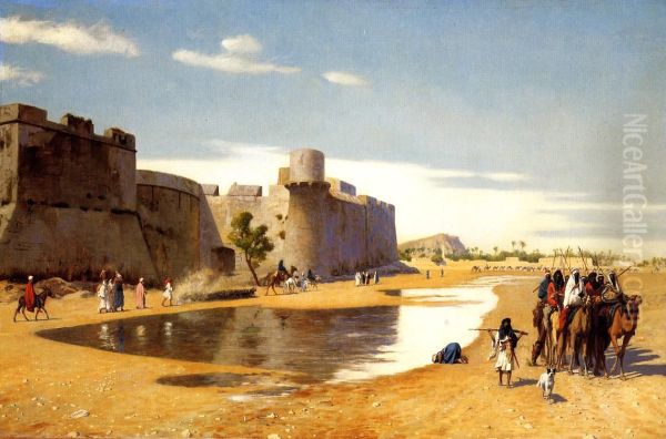 An Arab Caravan outside a Fortified Town, Egypt - view 1