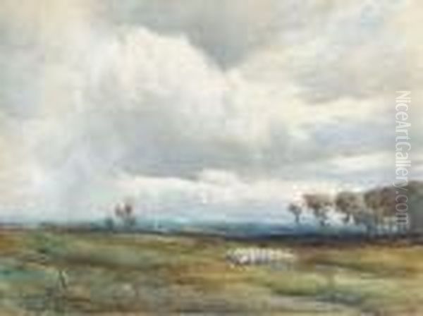 A Shepherd Tending His Flock Before An Approaching Storm - view 1