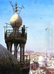A Muezzin Calling From The Top Of A Minaret The Faithful To Prayer