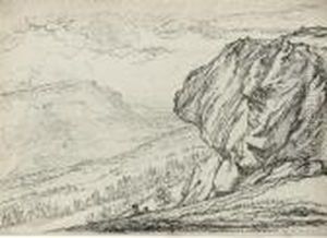 Travellers Surveying A Mountain Pass by Raphael Lamarr West