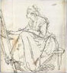 Portrait Study Of A Lady Painting At An Easel