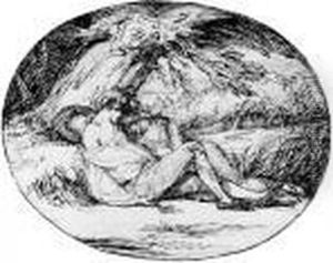 Lovers Under A Tree In An Extensive Landscape