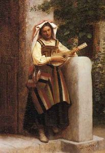 An Italian Girl Playing a Mandolin