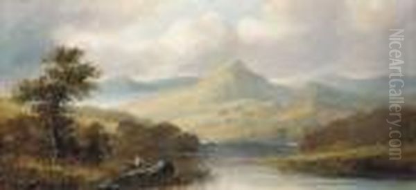 An Angler In A Mountainous Landscape - view 1