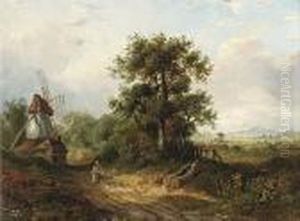 A Figure On A Country Track By A Windmill