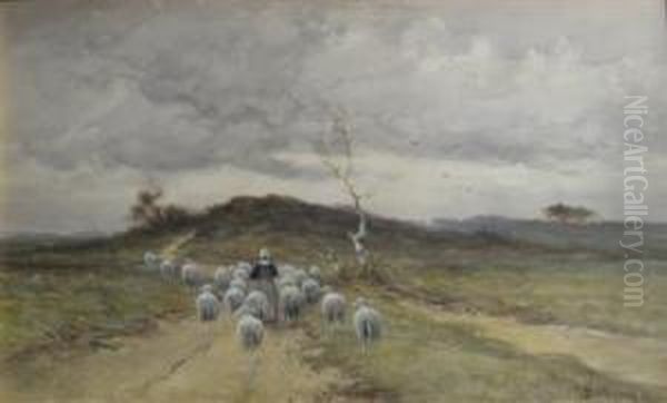 Shepherdess With Sheep - view 1