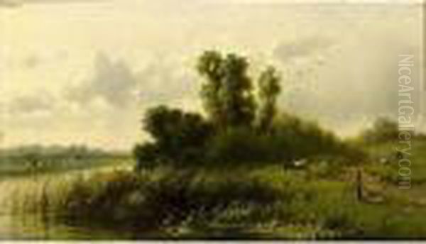 Cows In A River Landscape - view 1