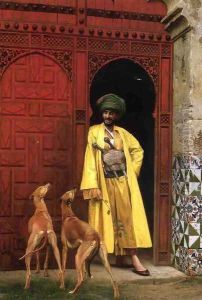 An Arab And His Dogs