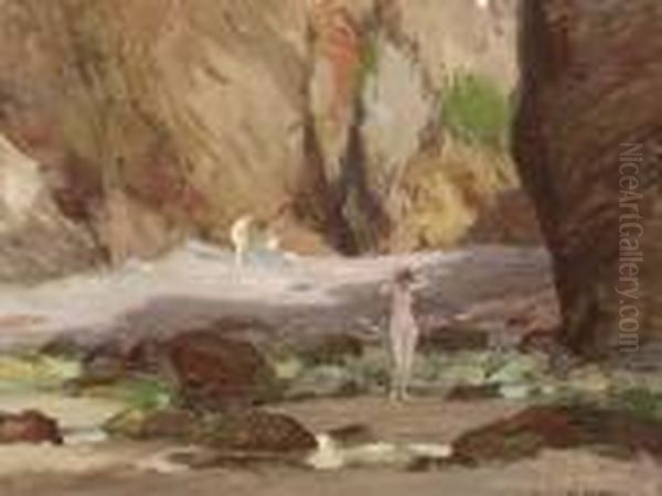 Bathers In A Rocky Cove - view 1