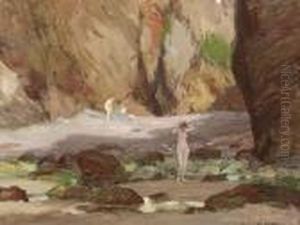 Bathers In A Rocky Cove by George Faulkner Wetherbee