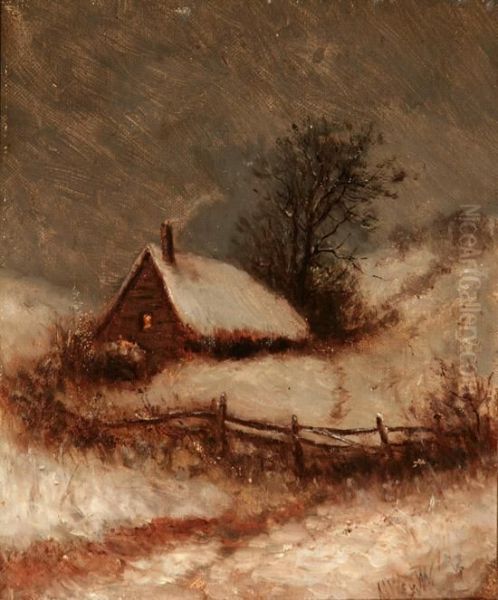 Winter Landscape With Cottage - view 1