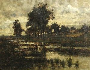A River Landscape At Dusk A River Landscape At Dusk