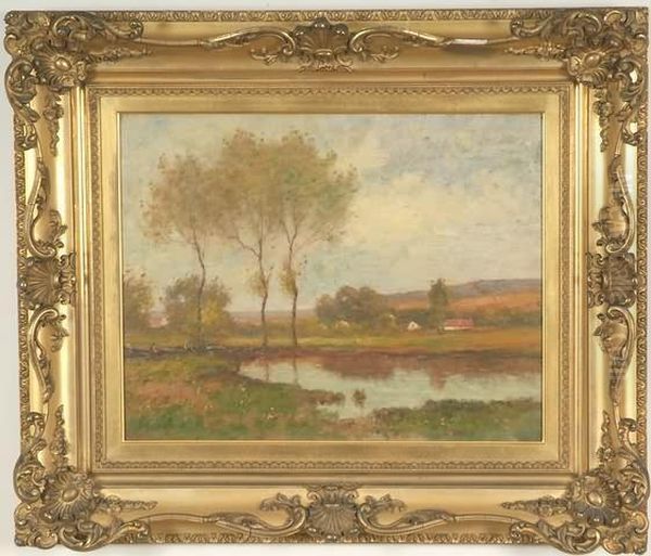 Pastoral Landscape, Stream And Farm - view 1