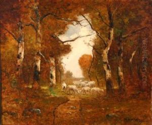 Sheep In A Wooded Landscape Sheep In A Wooded Landscape