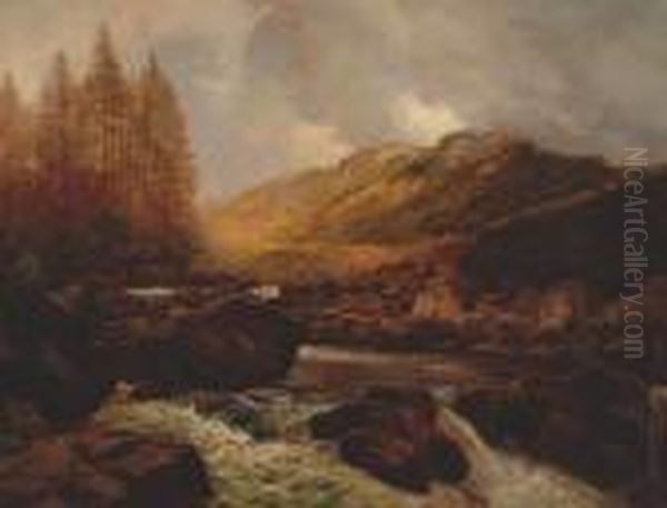A Highland River With Waterfall In The Foreground - view 1