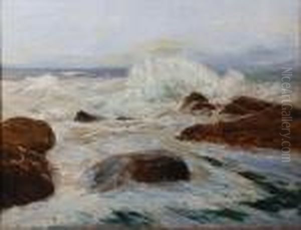 Waves Breaking Upon A Rocky Shore - view 1