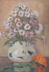 Still Life Of Asters In A Glass
Vase; Still Life Of Daisies In A Blue And White Porcelain Vase by John Laviers Wheatley