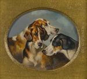 Three Foxhounds by John Arnold Wheeler