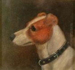 Portrait Of A Tan And White Terrier And Companion Piece, Oil On Board, A Pair by John Arnold Wheeler