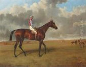 Miss Jummy, A Bay Racehorse With Jack Watts Up, At Newmarket Withother Racehorses Beyond by John Arnold Wheeler