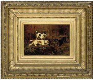 Terriers In A Garden by John Arnold Wheeler