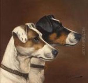 A Pair Of Terriers by John Alfred Wheeler