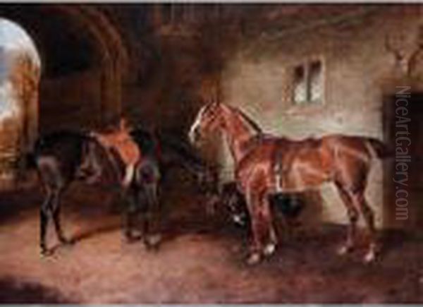 Two Horses In Stable - view 1