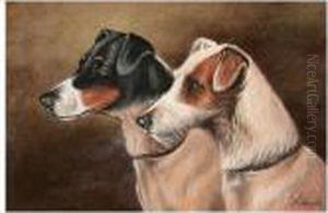A Pair Of Terriers by John Alfred Wheeler