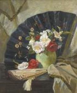 The Black Fan With Camellias by George Whinnen