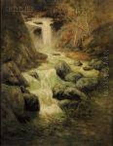 Woodland Cascade, Early Autumn by George William Whitaker