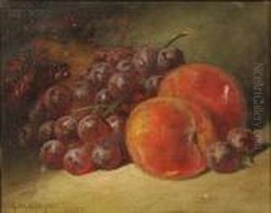 Still Life With Grapes And Peaches by George William Whitaker