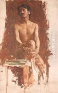 Study Of A Seated Male Nude by John William Whiteley
