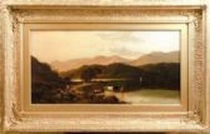 Cattle In A Mountain Landscape by Thomas Whittle