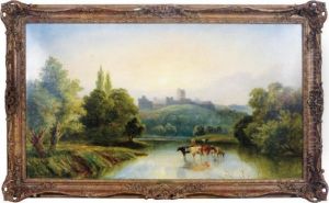 A View Of Windsor Castle Across A River Valley