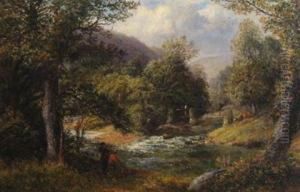 Scene On The Lladwy, North Wales by Thomas Ii Whittle