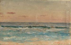 Waves Rolling In On A Sandy Beach by Thomas Worthington Whittredge
