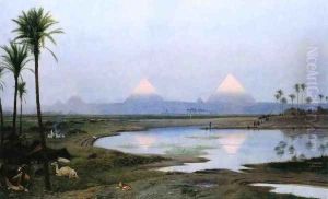 The Pyramids, Sunrise by Jean-Leon Gerome
