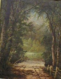A Sunlit Bridge In The Woods by Thomas Worthington Whittredge