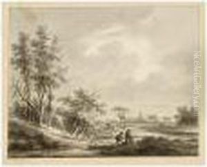 A View Of Harmelen, With Figures On A Path In The Foreground A View Of Harmelen, With Figures On A Path In The Foreground