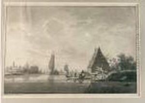 Scenes De Peche Fluviale En Hollande by Nicolaes Wicart