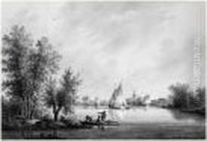 Barques Sur Une Riviere by Nicolaes Wicart