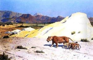 Lioness and Her Cubs by Jean-Leon Gerome