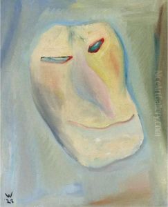 'mask', A Painting By E. Wichman 1929 by Erich Wichman