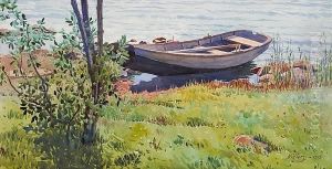 A Boat Along The Riverside