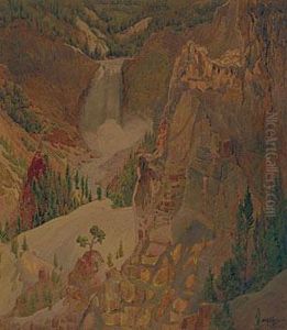 Yellowstone Waterfall by Gunnar Mauritz Widforss