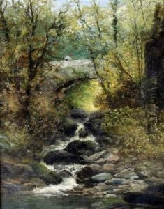 Figure On A Stone Bridge by William Widgery