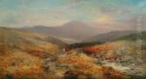 A Moorland Stream With Cattle And Cowherd