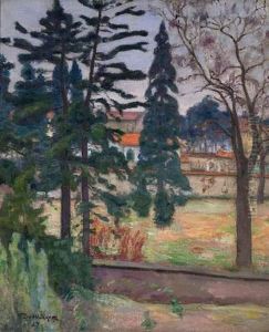Landscape With Fir Trees by David O. Widhopff
